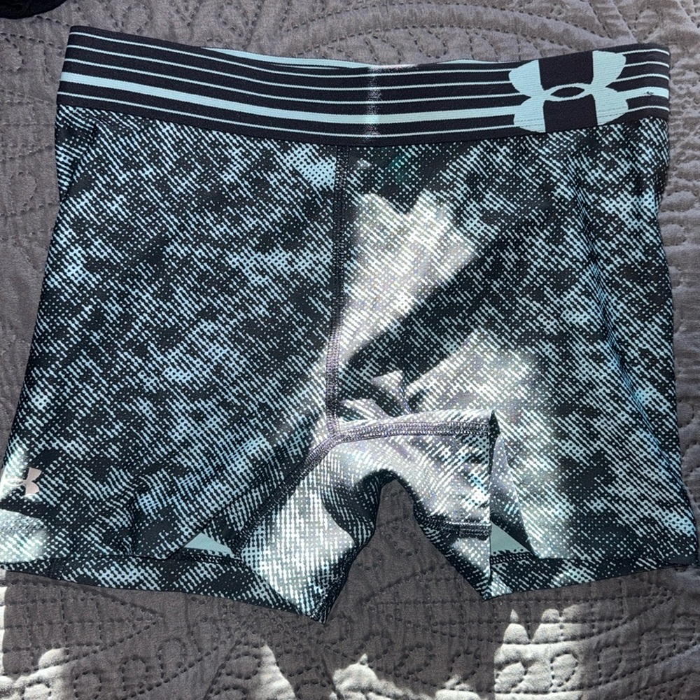 Black & blue small Under Armour spandex shorts